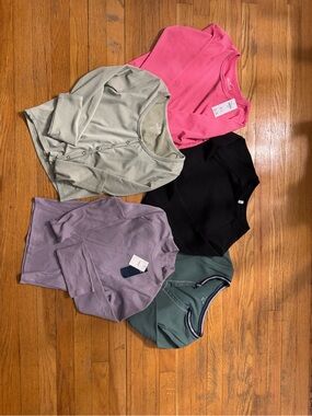 Assorted Ribbed Long Sleeve Tops - Pink, Sage, Black, Lavender, Teal